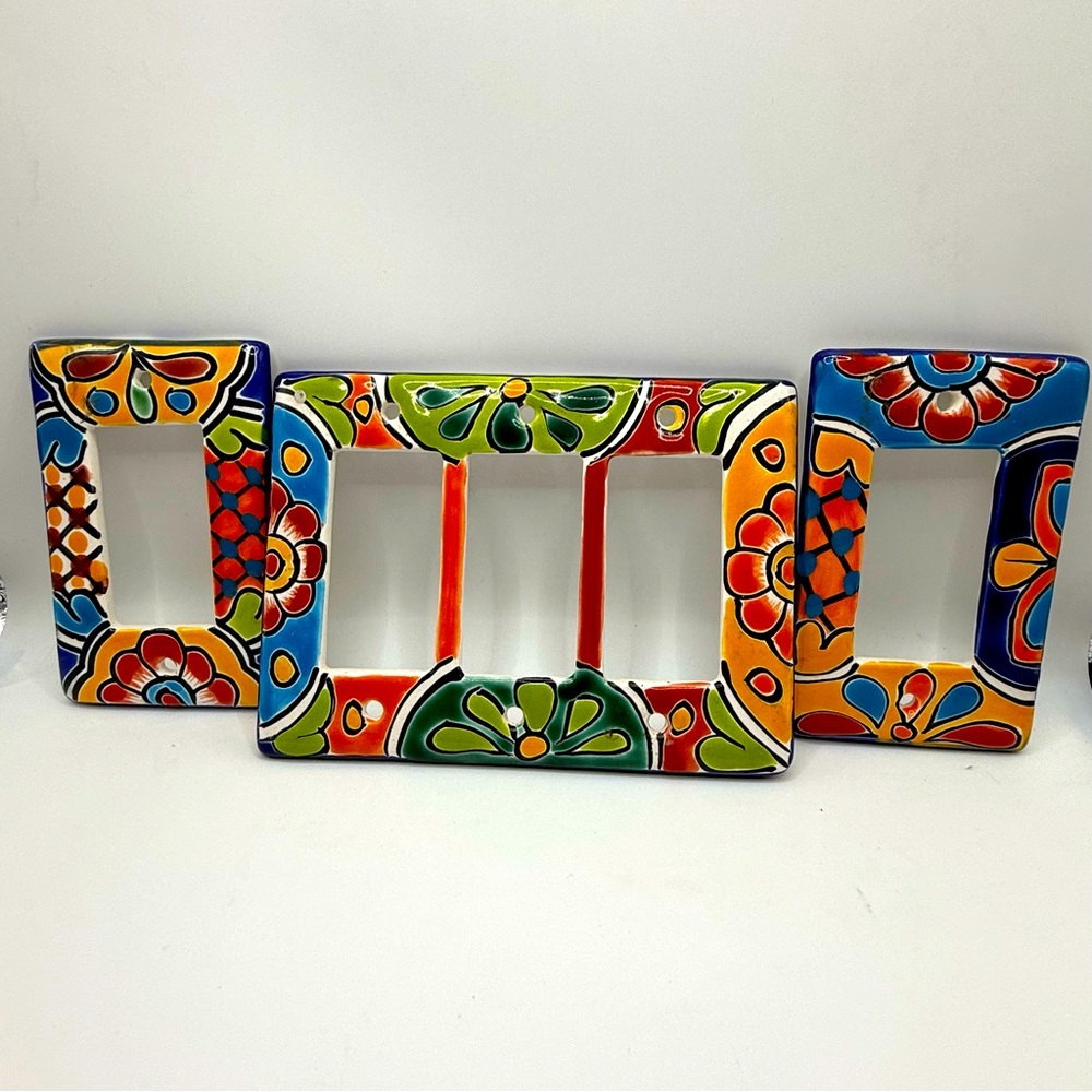 Mexico FOLK ART TALAVERA Floral Decor‎ Mexican Light Switch & Electric Plate Set